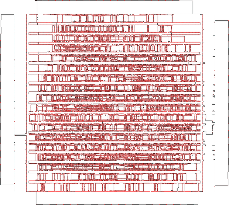 A dense network of right-angle lines