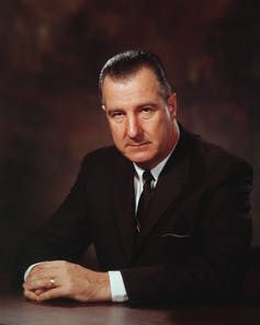 Vice President Spiro Agnew Agnew seated in a suit.