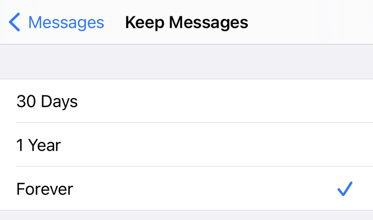 Messages history options