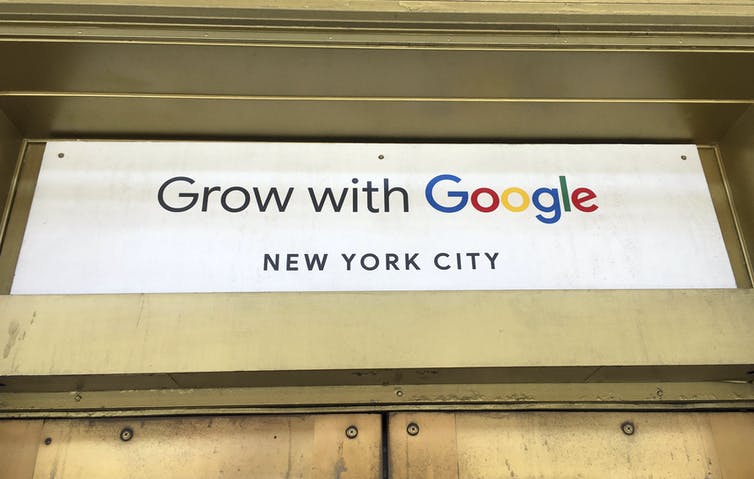 Google signage says 'grow with Google'