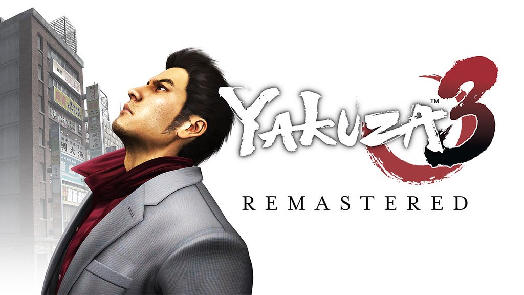 A side profile shot of Kazuma Kiryu, as the protagonist stands staring into the sky. 