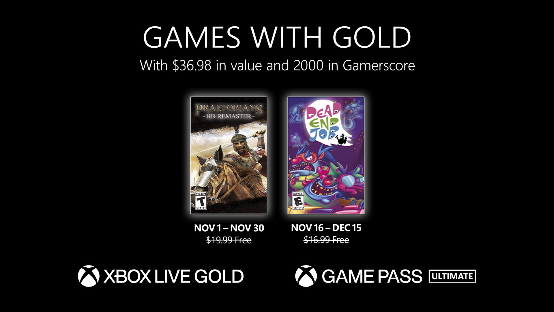 New Games with Gold for November 2022