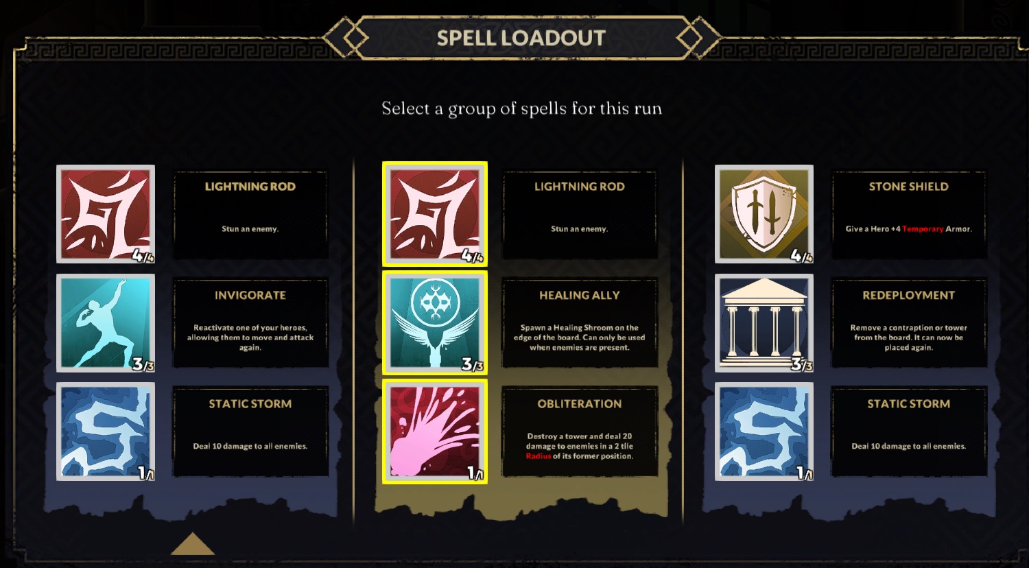 Spell loadout