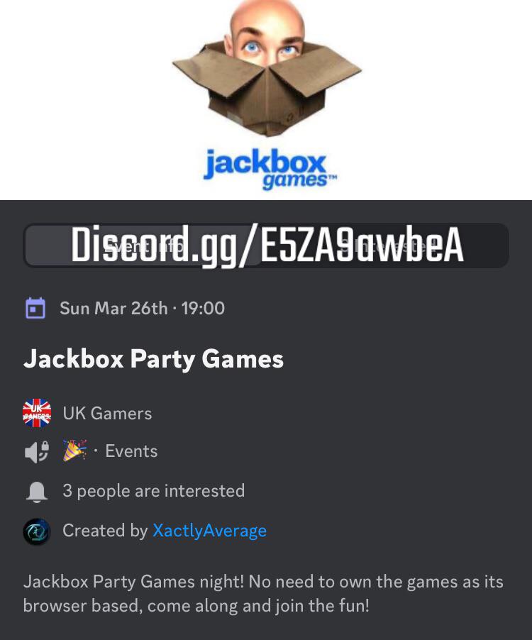 Join us this Sunday for some Jackbox games! 🥳🎮