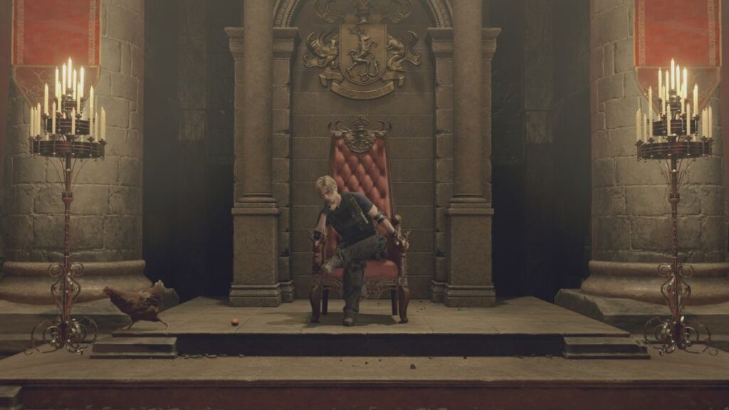 Resident Evil 4 Remake Golden Egg - Leon in the Throne Room