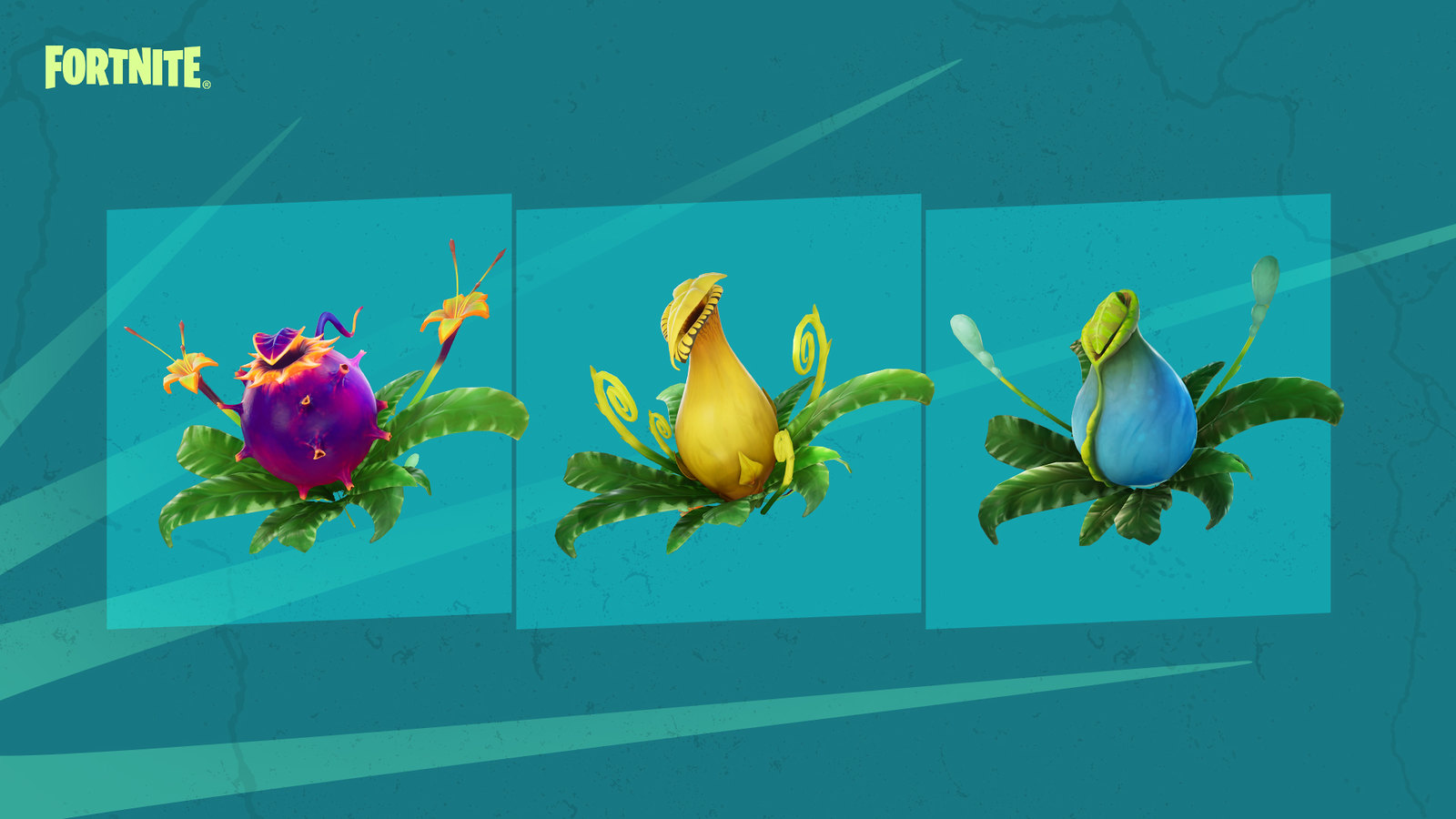 Fortnite Bomb Pod Plant, Stink Pod Plant, and Slurp Pod Plant