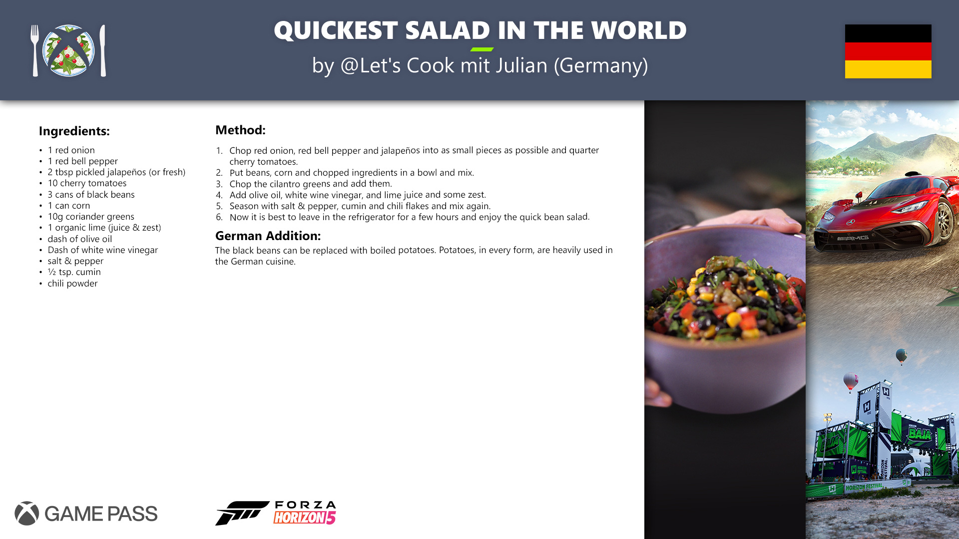 Game Pass Recipe - Quickest Salad in the World