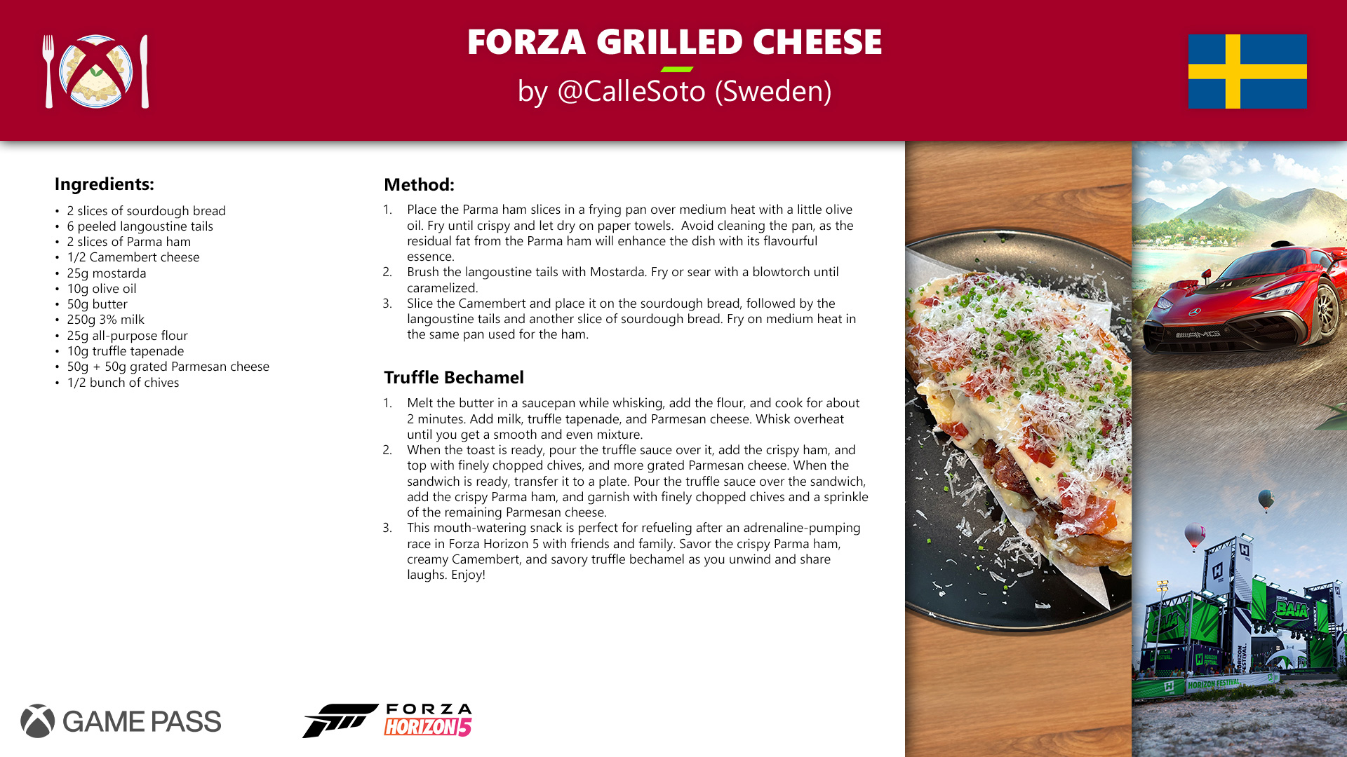 Game Pass Recipe - Forza Grilled Cheese