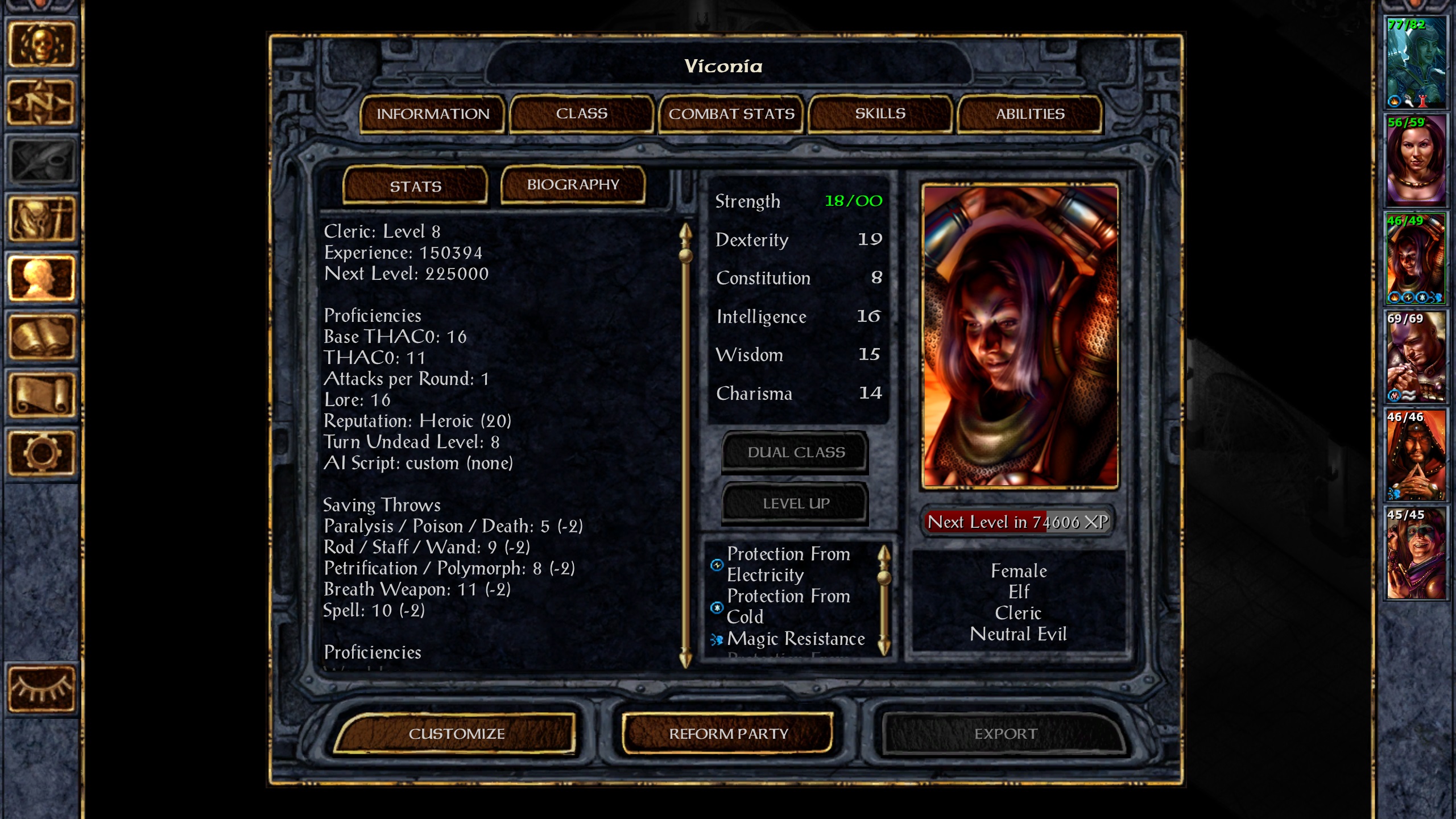 Baldur's Gate Character screen