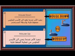 Mouse Down and Mouse Up are two types of mouse that are used in specialized programming and we will mention the different differences through this video in the programming language