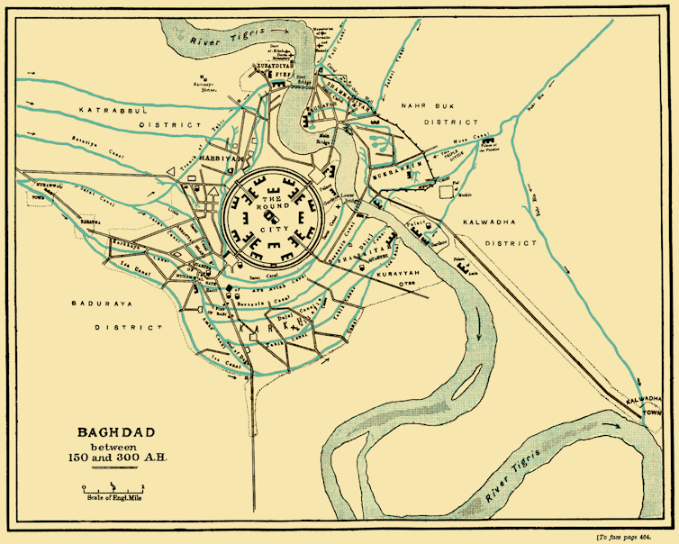 An old map of ancient Baghdad.