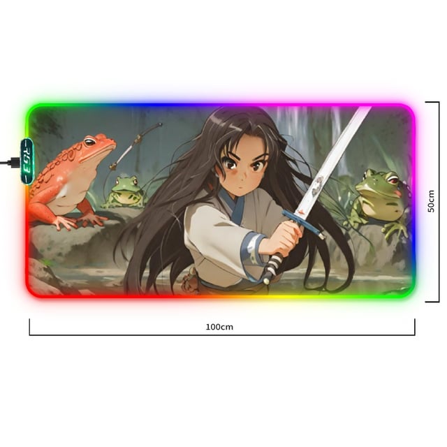 Anime Rubber Anti-Slip LED Gaming Mouse Pad with Adjustable Lights