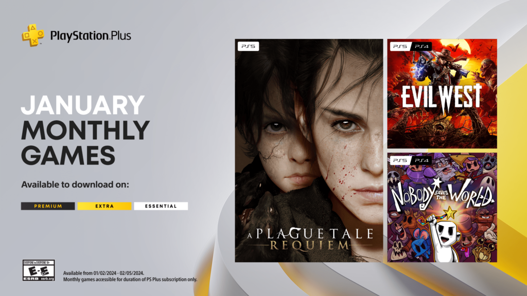 PlayStation Plus Monthly Games for January: A Plague Tale: Requiem, Evil West, Nobody Saves the World