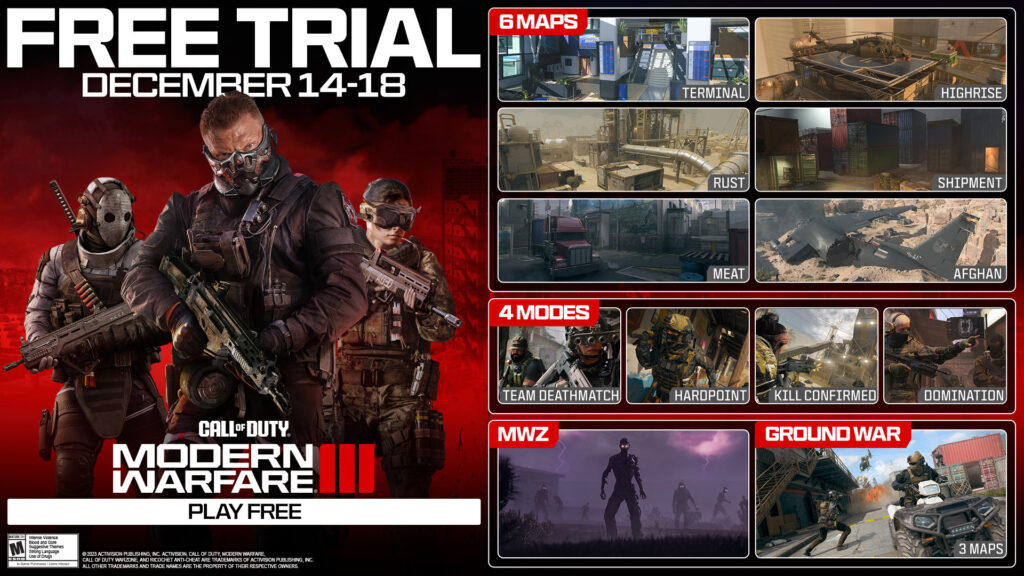 Call of Duty: Modern Warfare III Season 1 Free Access Available December 14 – 18