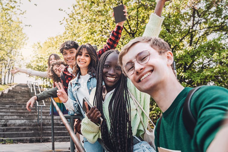 Young people taking a selfie