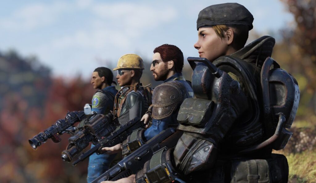 A row of post-apocalyptic soldiers