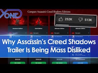 Assassin's Creed Shadows trailer mass disliked, Ubisoft lock quests behind pricey editions/preorder