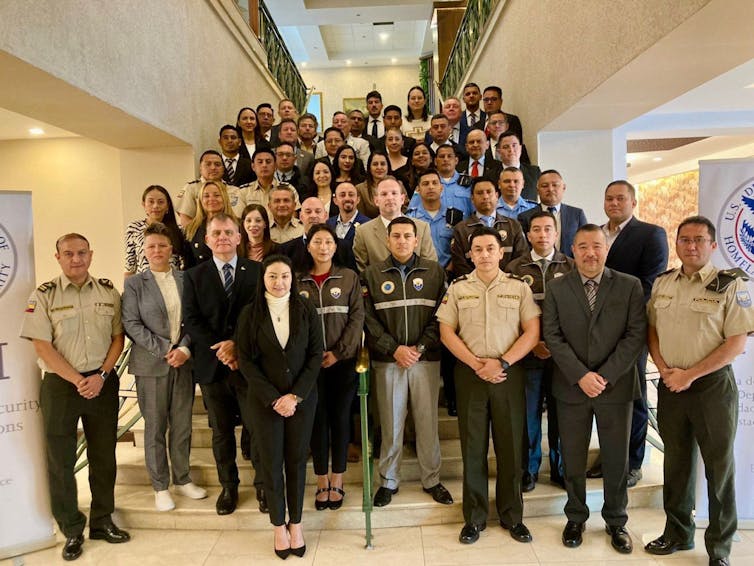 A shot  of a group of law enforcement officials