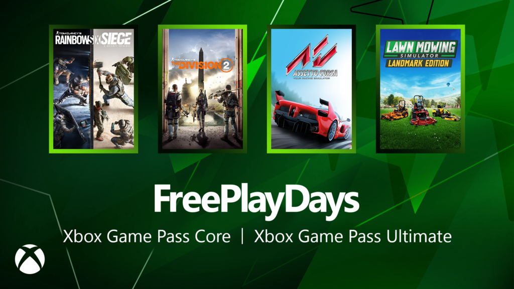 Free Play Days – Rainbow Six Siege, The Division 2, Assetto Corsa and Lawn Mowing Simulator