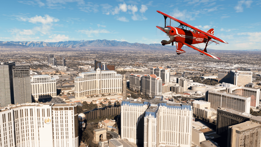 Flying over thee last vegas strip