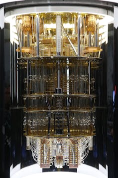 A large machine with several layers of electronics.