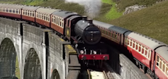 Screenshot from the video which has been generated using Sora (text-to-video model), containing inaccurate depiction of the Glenfinnan Viaduct. A second track has been erroneously added