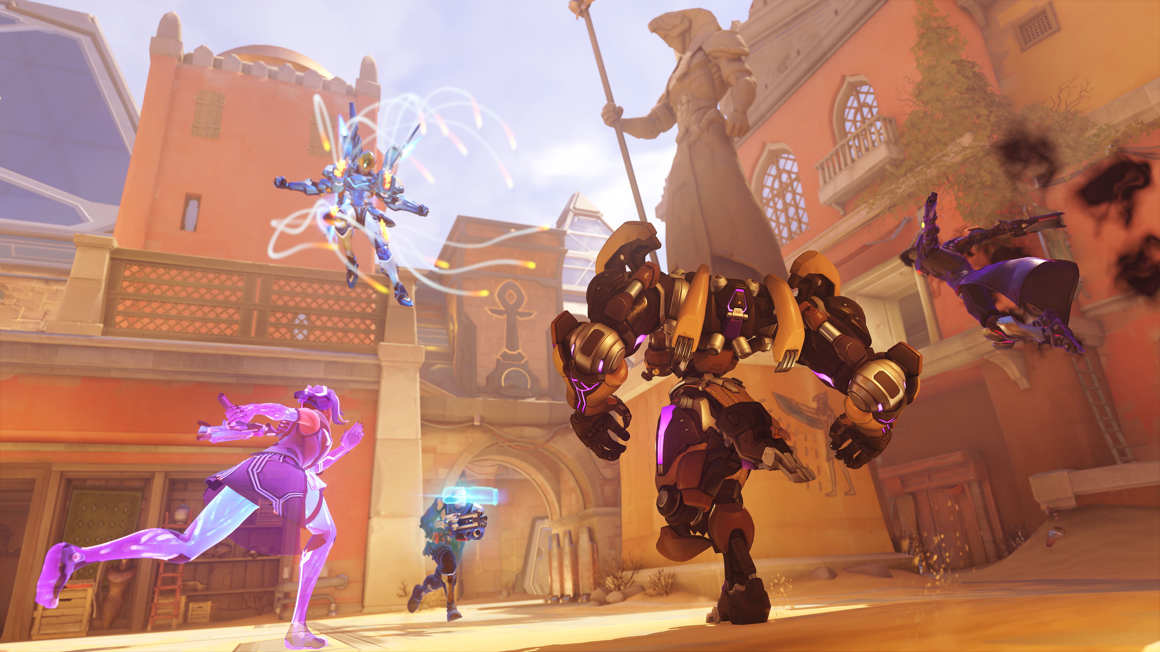 Overwatch screenshot of heroes on a bright background