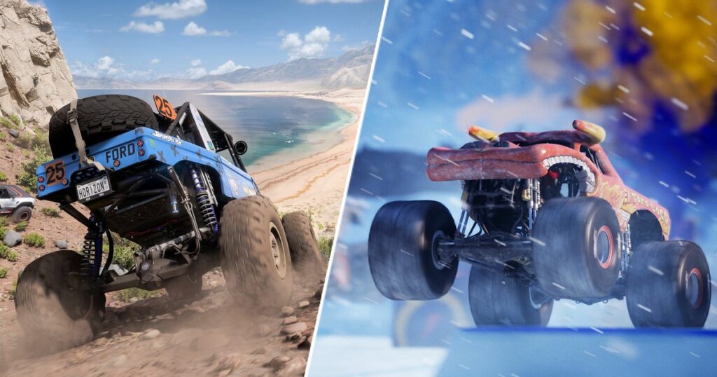 Monster Jam Showdown feels a bit like what would happen if Forza Horizon had a baby with my childhood, and that’s cool