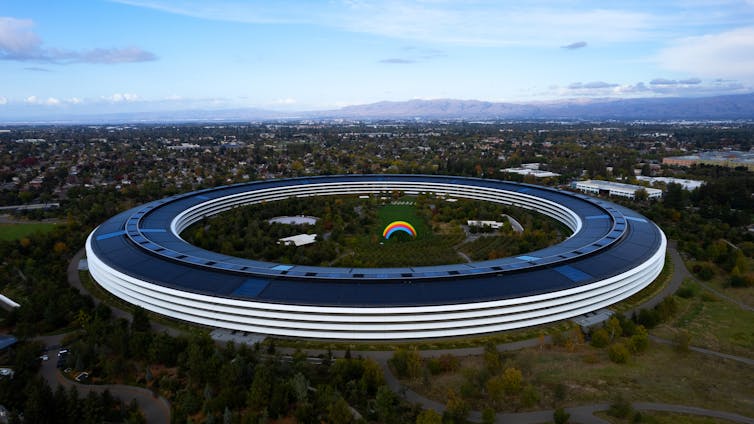 Apple Park is the corporate headquarters of Apple Inc in Silicon Valley,