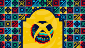 A stylized Xbox logo in support of Hispanic Heritage Month featuring the Xbox sphere with a Hispanic textile tile design reflecting the incredible mosaic that is the Hispanic and Latino culture.