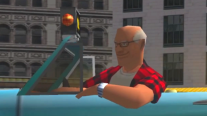 Tim Walz in Crazy Taxi.