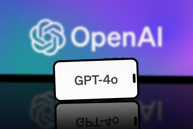 Close-up of GPT-4o displayed on a smartphone screen.