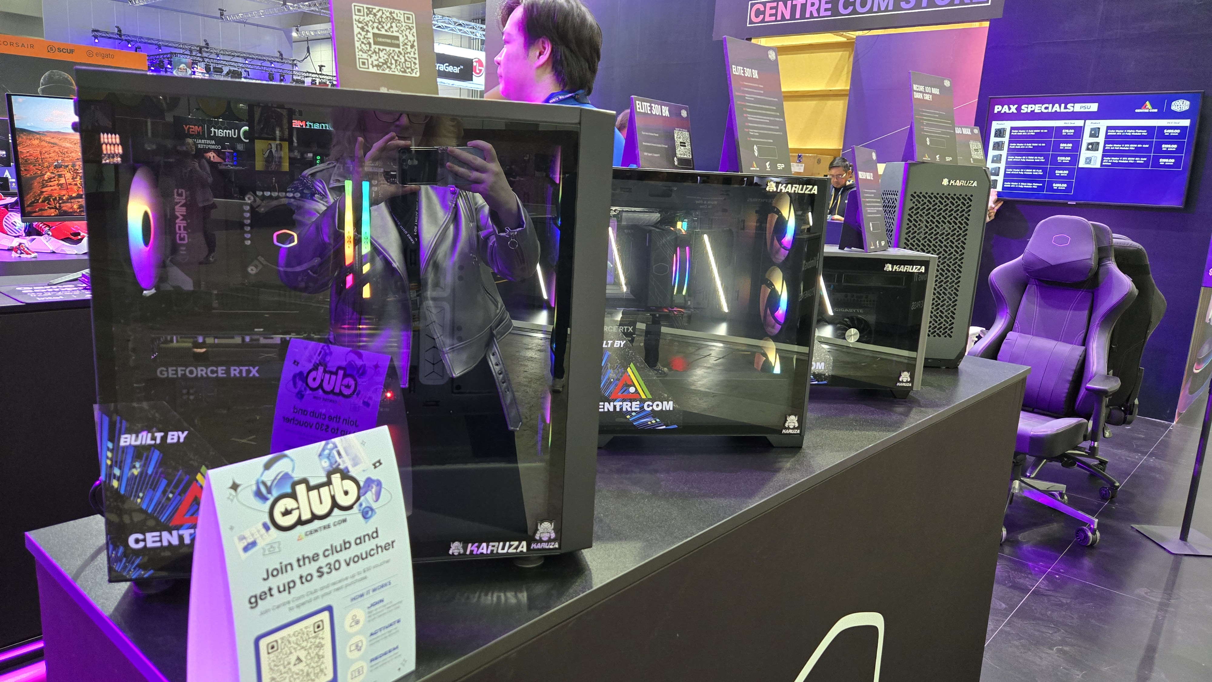 Custom gaming PCs on the showfloor at PAX Australia.