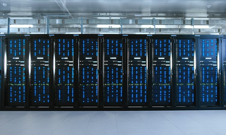 A row of data centre server columns.