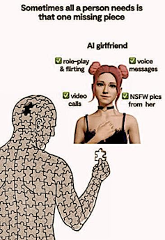 Old online advert for an AI girlfriend app.